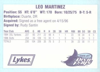 1996 Tampa Bay Devil Rays A Team is Born #NNO Leo Martinez Back