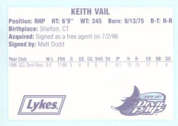 1996 Tampa Bay Devil Rays A Team is Born #NNO Keith Vail Back
