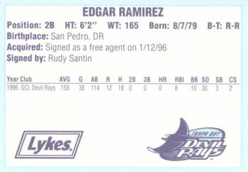 1996 Tampa Bay Devil Rays A Team is Born #NNO Edgar Ramirez Back