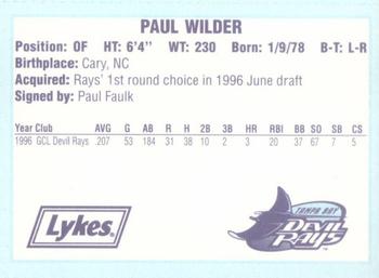 1996 Tampa Bay Devil Rays A Team is Born #NNO Paul Wilder Back