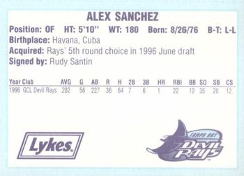 1996 Tampa Bay Devil Rays A Team is Born #NNO Alex Sanchez Back