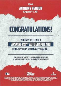 2022 Topps Opening Day - Opening Day Autographs #ODA-AR Anthony Rendon Back