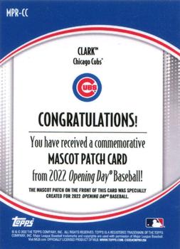 2022 Topps Opening Day - Mascot Patch Relic #MPR-CC Clark Back