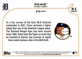 2022 Topps Opening Day - Mascots #M-8 Paws Back