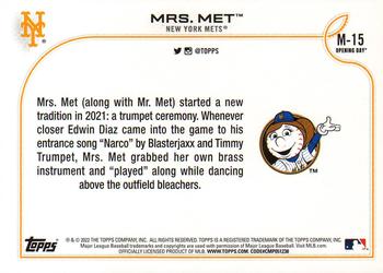 2022 Topps Opening Day - Mascots #M-15 Mrs. Met Back