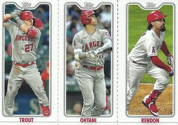 2022 Topps Opening Day - Triple Play #TPC-1A / TPC-1B / TPC-1C Mike Trout / Shohei Ohtani / Anthony Rendon Front