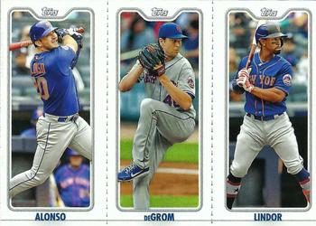 2022 Topps Opening Day - Triple Play #TPC-5A / TPC-5B / TPC-5C Pete Alonso / Jacob deGrom / Francisco Lindor Front