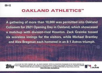 2022 Topps Opening Day - Opening Day #OD-12 Oakland Athletics Back