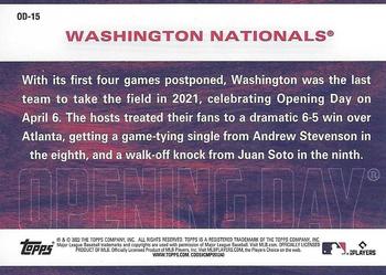 2022 Topps Opening Day - Opening Day #OD-15 Washington Nationals Back