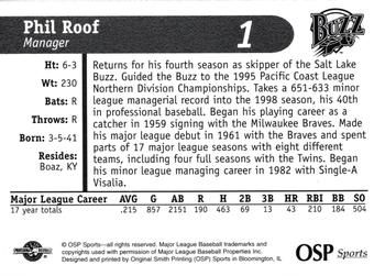 1998 OSP Sports Salt Lake Buzz #1 Phil Roof Back