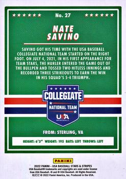 2022 Panini USA Baseball Stars & Stripes #27 Nate Savino Back
