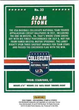 2022 Panini USA Baseball Stars & Stripes #32 Adam Stone Back