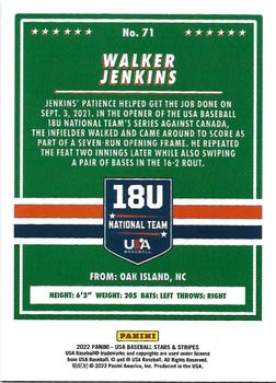 2022 Panini USA Baseball Stars & Stripes #71 Walker Jenkins Back