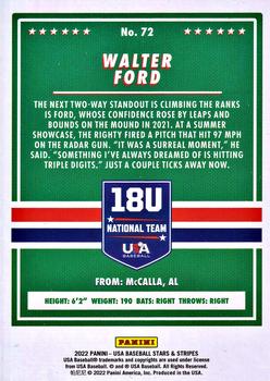 2022 Panini USA Baseball Stars & Stripes #72 Walter Ford Back