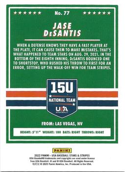 2022 Panini USA Baseball Stars & Stripes #77 Jase DeSantis Back