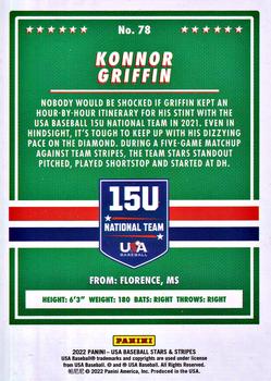 2022 Panini USA Baseball Stars & Stripes #78 Konnor Griffin Back