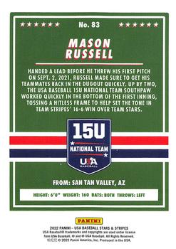 2022 Panini USA Baseball Stars & Stripes #83 Mason Russell Back