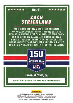 2022 Panini USA Baseball Stars & Stripes #91 Zach Strickland Back