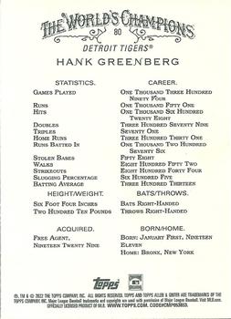 2022 Topps Allen & Ginter #80 Hank Greenberg Back
