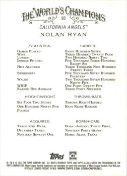 2022 Topps Allen & Ginter #93 Nolan Ryan Back