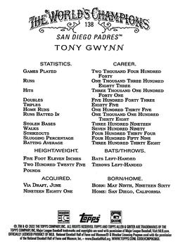 2022 Topps Allen & Ginter #138 Tony Gwynn Back