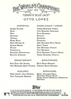 2022 Topps Allen & Ginter #212 Otto Lopez Back