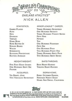 2022 Topps Allen & Ginter #213 Nick Allen Back