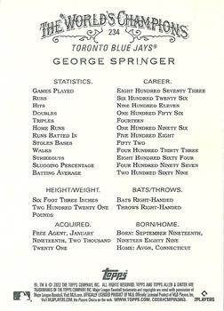 2022 Topps Allen & Ginter #234 George Springer Back