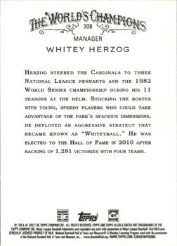 2022 Topps Allen & Ginter #308 Whitey Herzog Back
