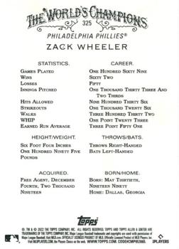 2022 Topps Allen & Ginter #325 Zack Wheeler Back