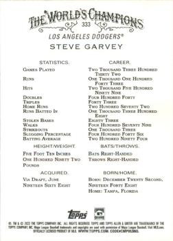 2022 Topps Allen & Ginter #333 Steve Garvey Back