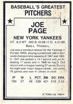 1982 TCMA Baseball's Greatest Pitchers (White Back) #4 Joe Page Back