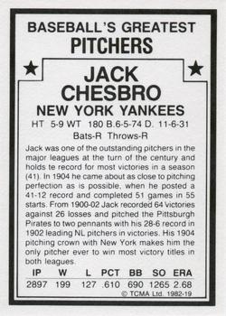 1982 TCMA Baseball's Greatest Pitchers (White Back) #19 Jack Chesbro Back