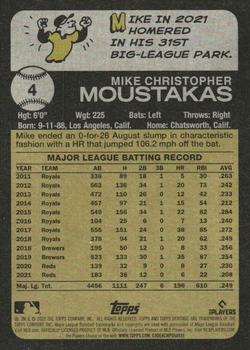 2022 Topps Heritage - Chrome Purple Refractor #4 Mike Moustakas Back