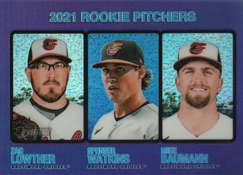 2022 Topps Heritage - Chrome Purple Refractor #72 Zac Lowther / Mike Baumann / Spenser Watkins Front