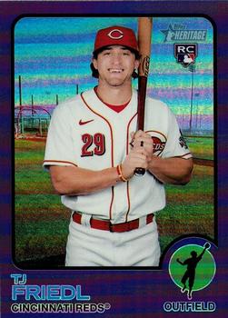 2022 Topps Heritage - Chrome Purple Refractor #98 TJ Friedl Front