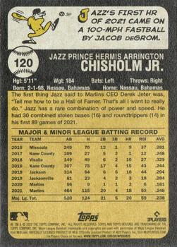 2022 Topps Heritage - Chrome Purple Refractor #120 Jazz Chisholm Jr. Back
