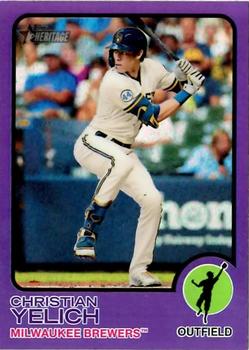 2022 Topps Heritage - Chrome Purple Refractor #123 Christian Yelich Front