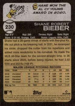2022 Topps Heritage - Chrome Purple Refractor #230 Shane Bieber Back