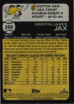2022 Topps Heritage - Chrome Purple Refractor #268 Griffin Jax Back