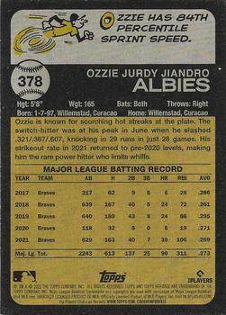 2022 Topps Heritage - Chrome Purple Refractor #378 Ozzie Albies Back