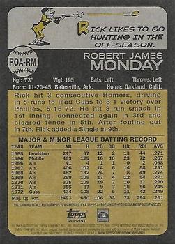 2022 Topps Heritage - Real One Autographs #ROA-RM Rick Monday Back
