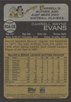 2022 Topps Heritage - Real One Autographs Special Edition Red Ink #ROA-DE Darrell Evans Back