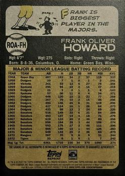 2022 Topps Heritage - Real One Autographs Special Edition Red Ink #ROA-FH Frank Howard Back