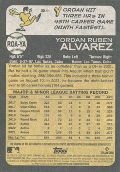 2022 Topps Heritage - Real One Autographs Special Edition Red Ink #ROA-YA Yordan Alvarez Back