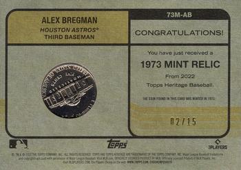 2022 Topps Heritage - 1973 Mint Nickel #73M-AB Alex Bregman Back