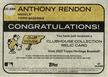 2022 Topps Heritage - Clubhouse Collection Relics #CC-ARN Anthony Rendon Back