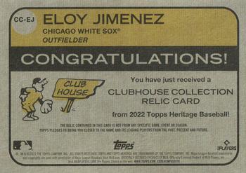 2022 Topps Heritage - Clubhouse Collection Relics #CC-EJ Eloy Jimenez Back