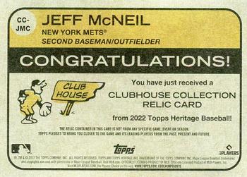 2022 Topps Heritage - Clubhouse Collection Relics #CC-JMC Jeff McNeil Back
