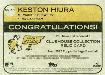 2022 Topps Heritage - Clubhouse Collection Relics #CC-KH Keston Hiura Back